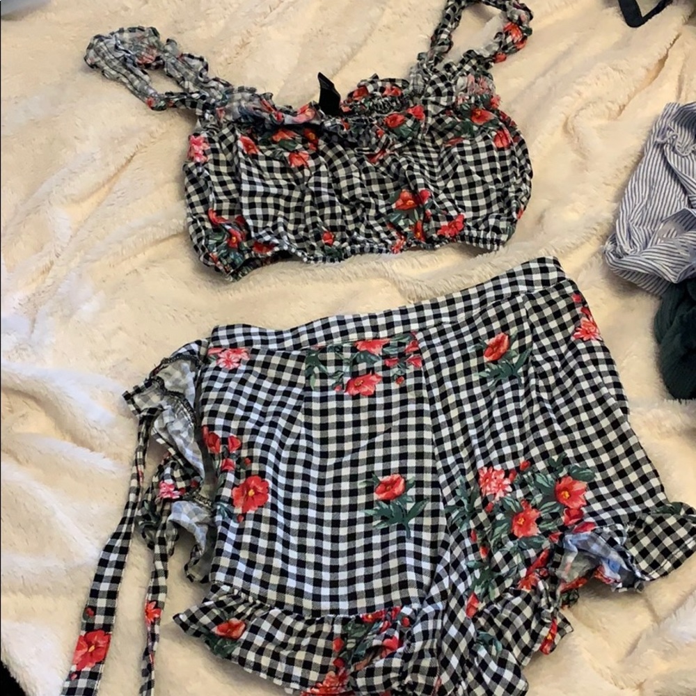 Two piece outfit.